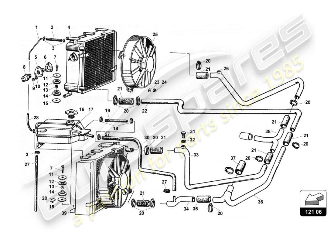 a part diagram from the lamborghini countach parts catalogue