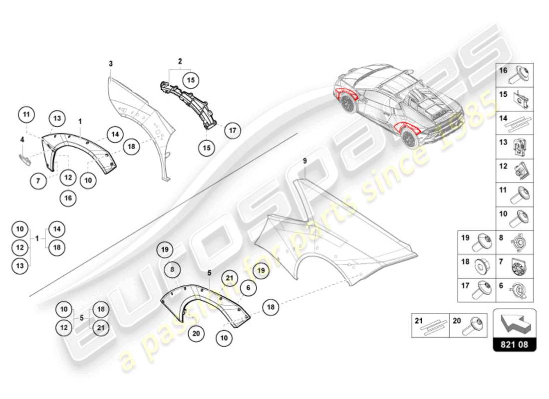 a part diagram from the lamborghini huracan sterrato parts catalogue