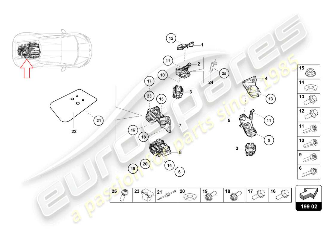a part diagram from the lamborghini huracan sterrato parts catalogue