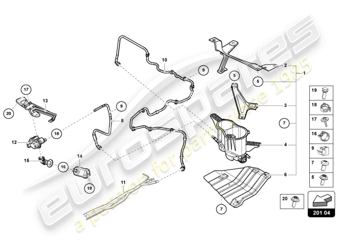 a part diagram from the lamborghini urus parts catalogue