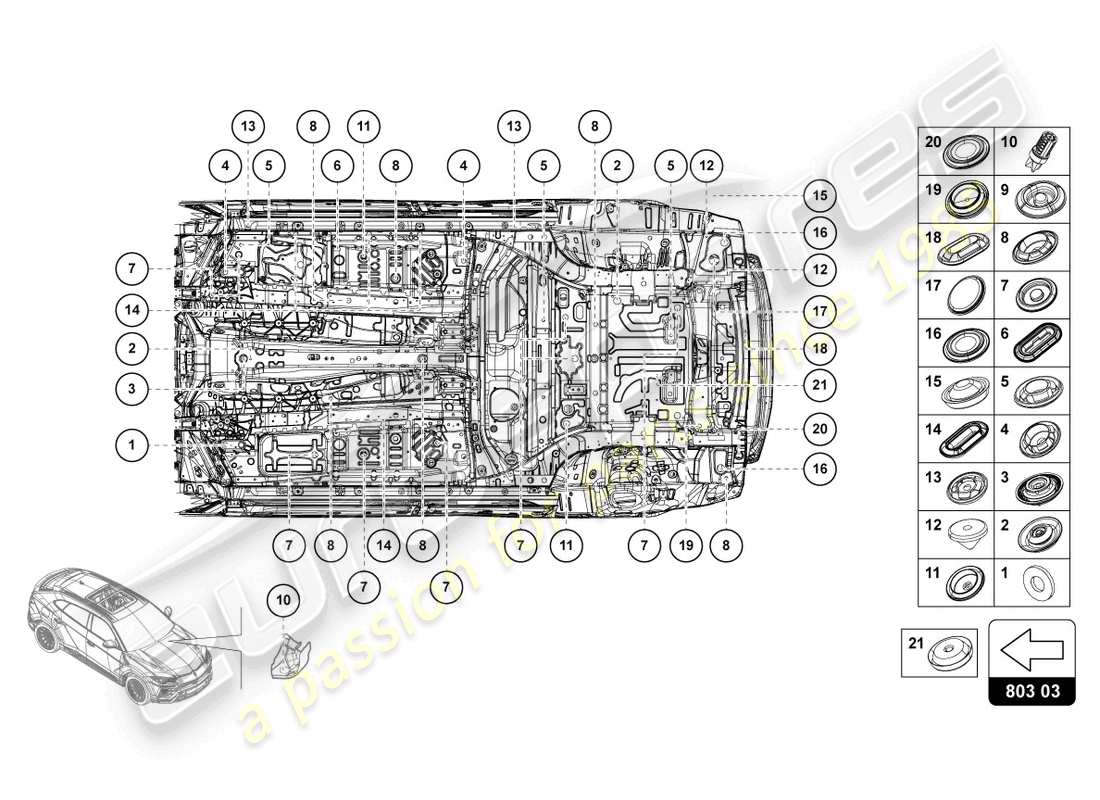 a part diagram from the lamborghini urus parts catalogue