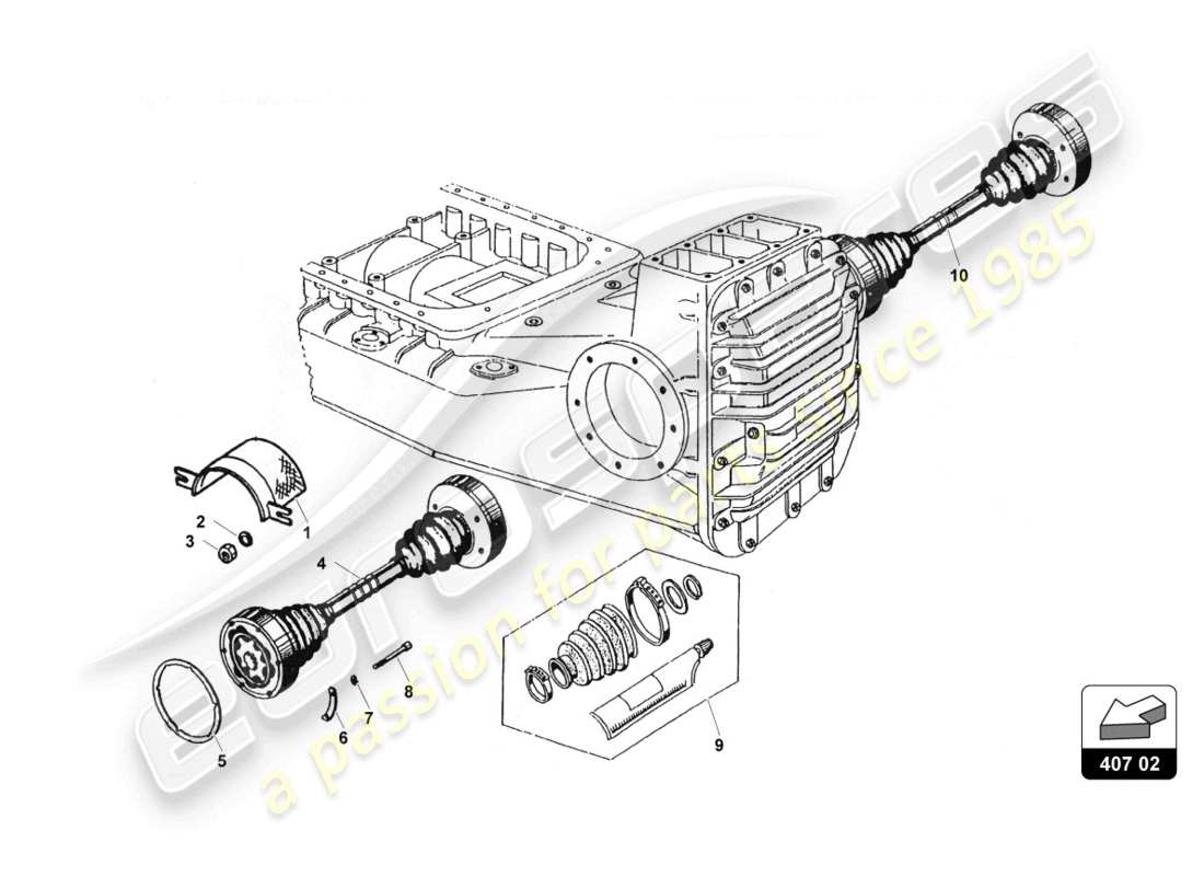 lamborghini countach 25th anniversary (1989) front drive shaft and arms parts diagram