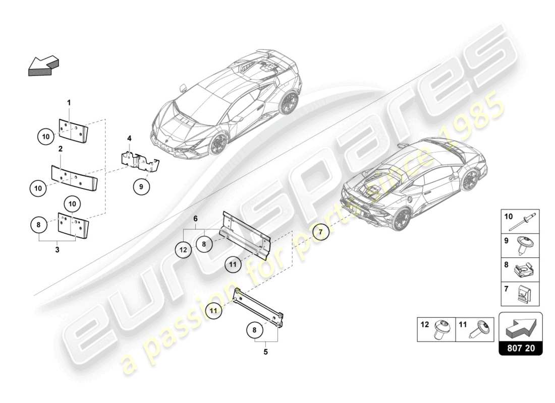 lamborghini tecnica (2023) licence plate holder parts diagram