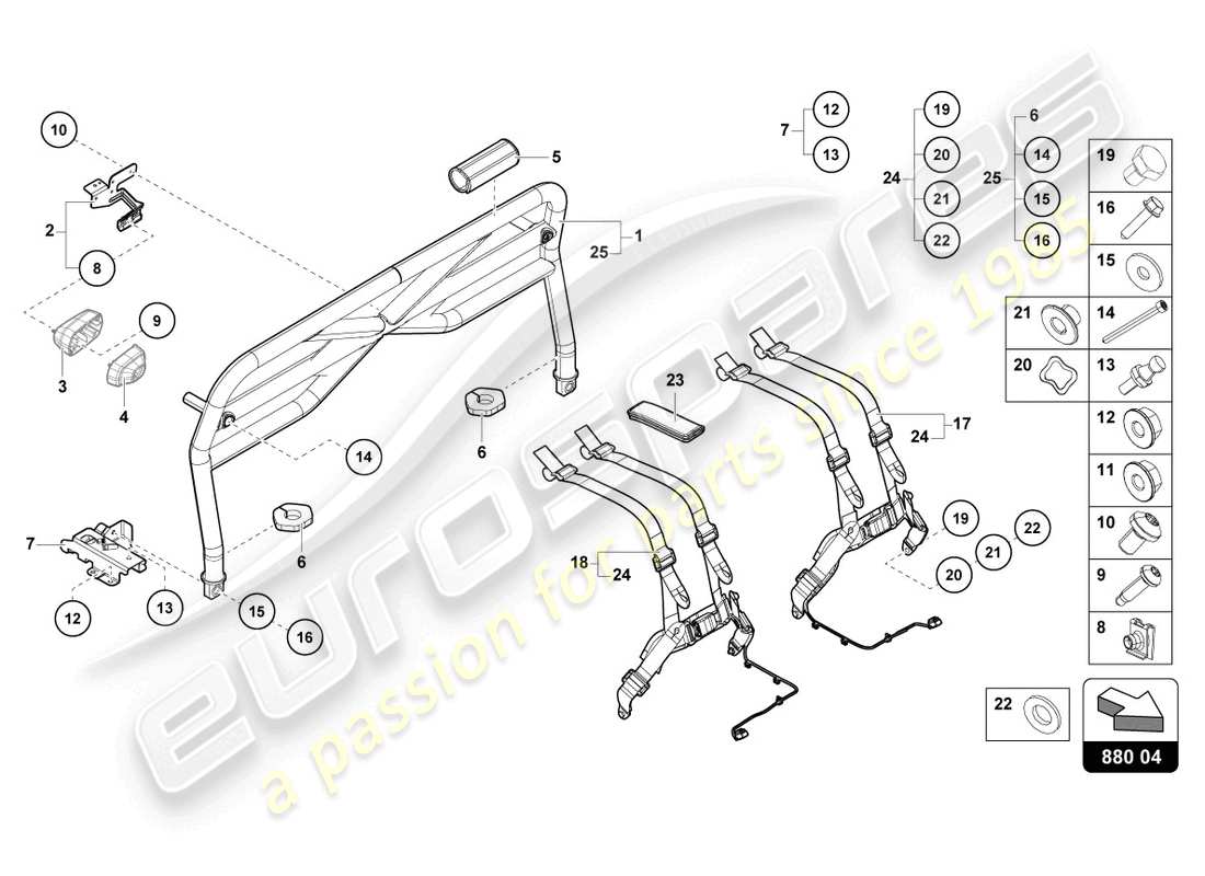 lamborghini tecnica (2023) roll bar parts diagram