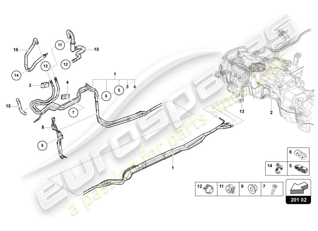 lamborghini urus performante (2023) 1 set fuel pipes parts diagram