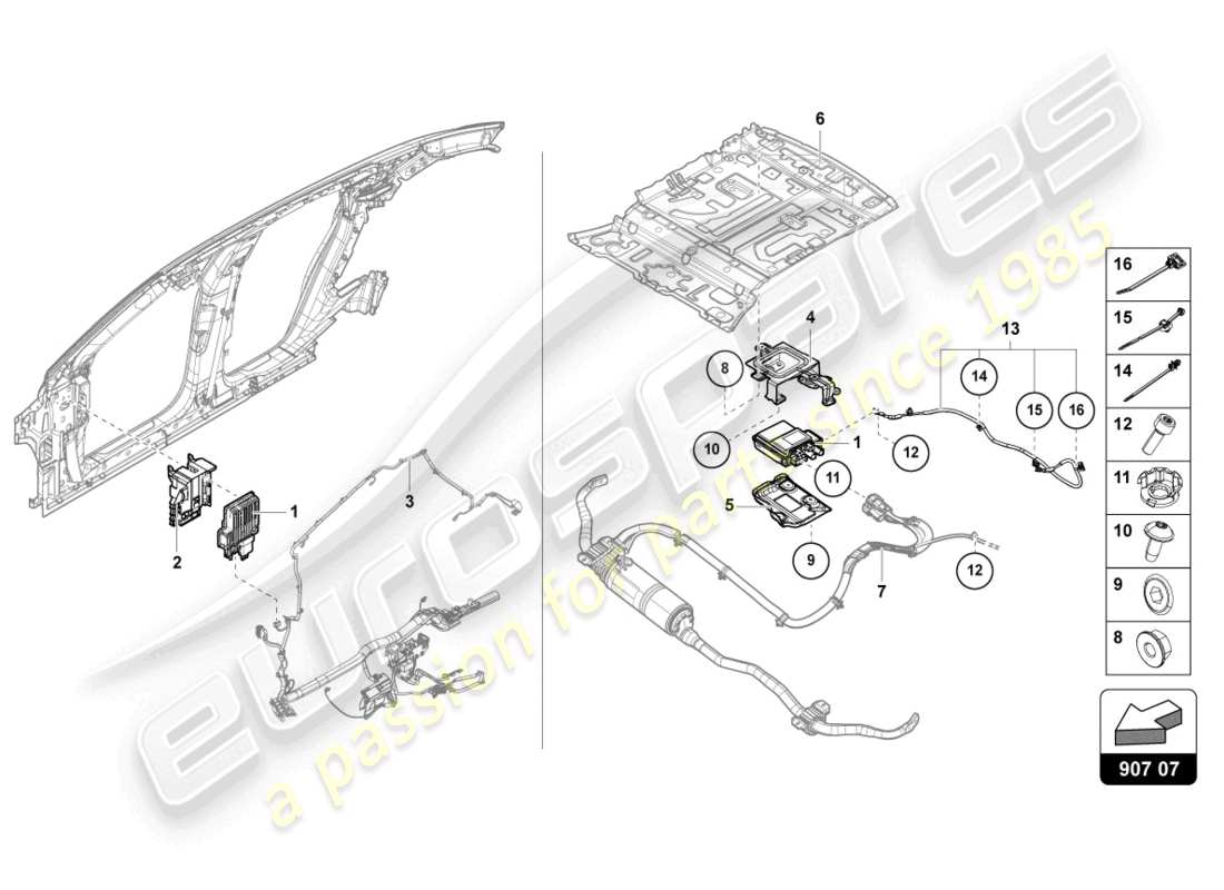 lamborghini urus (2020) control unit for active roll stabilisation parts diagram