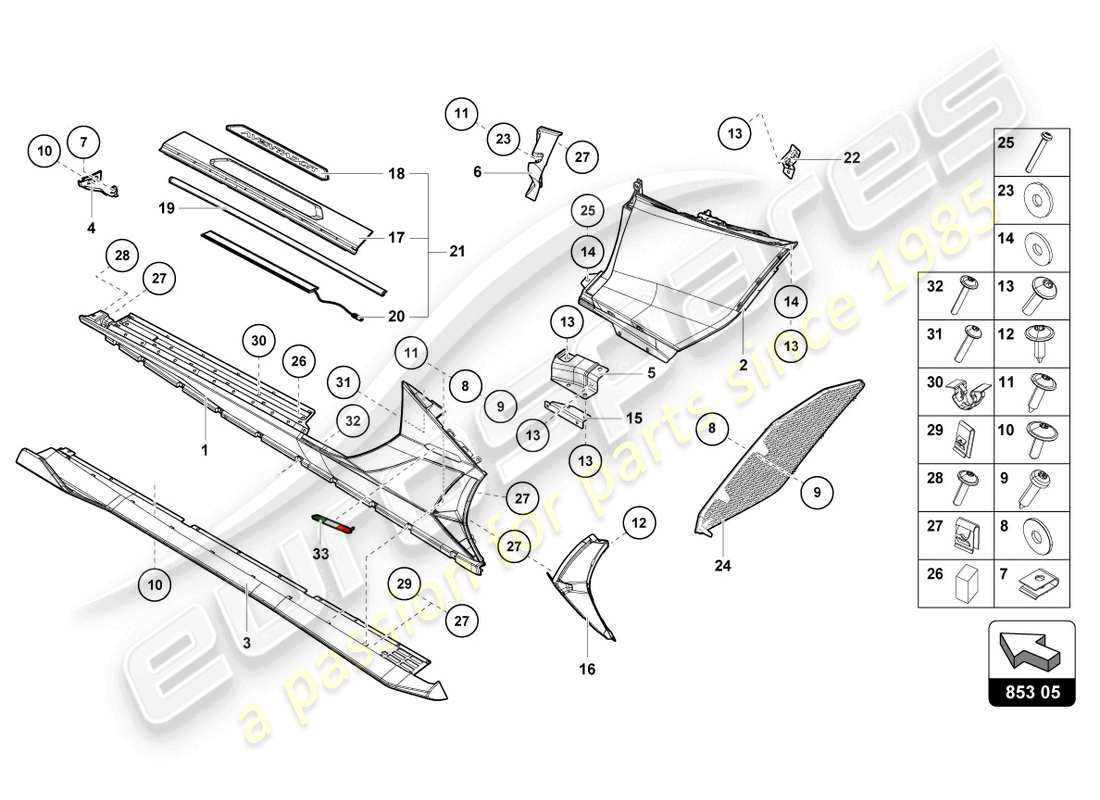 lamborghini 2022 (ultimae) lower external side member for wheel housing part diagram