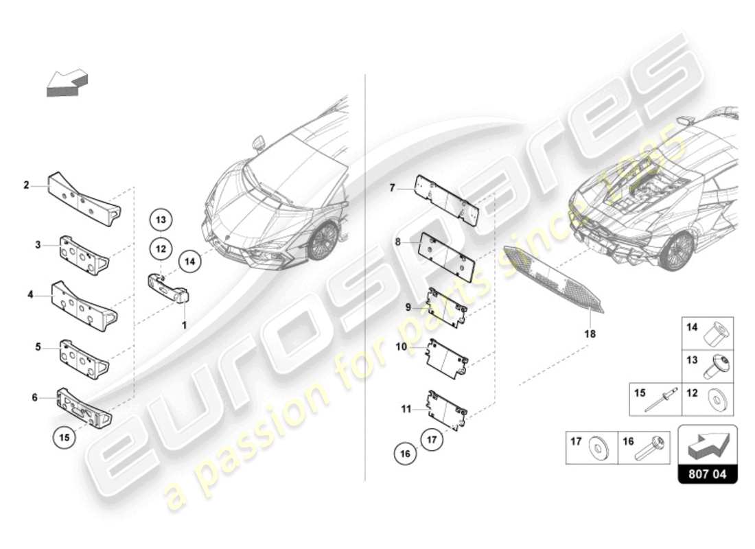lamborghini revuelto coupe (2024) licence plate holder parts diagram