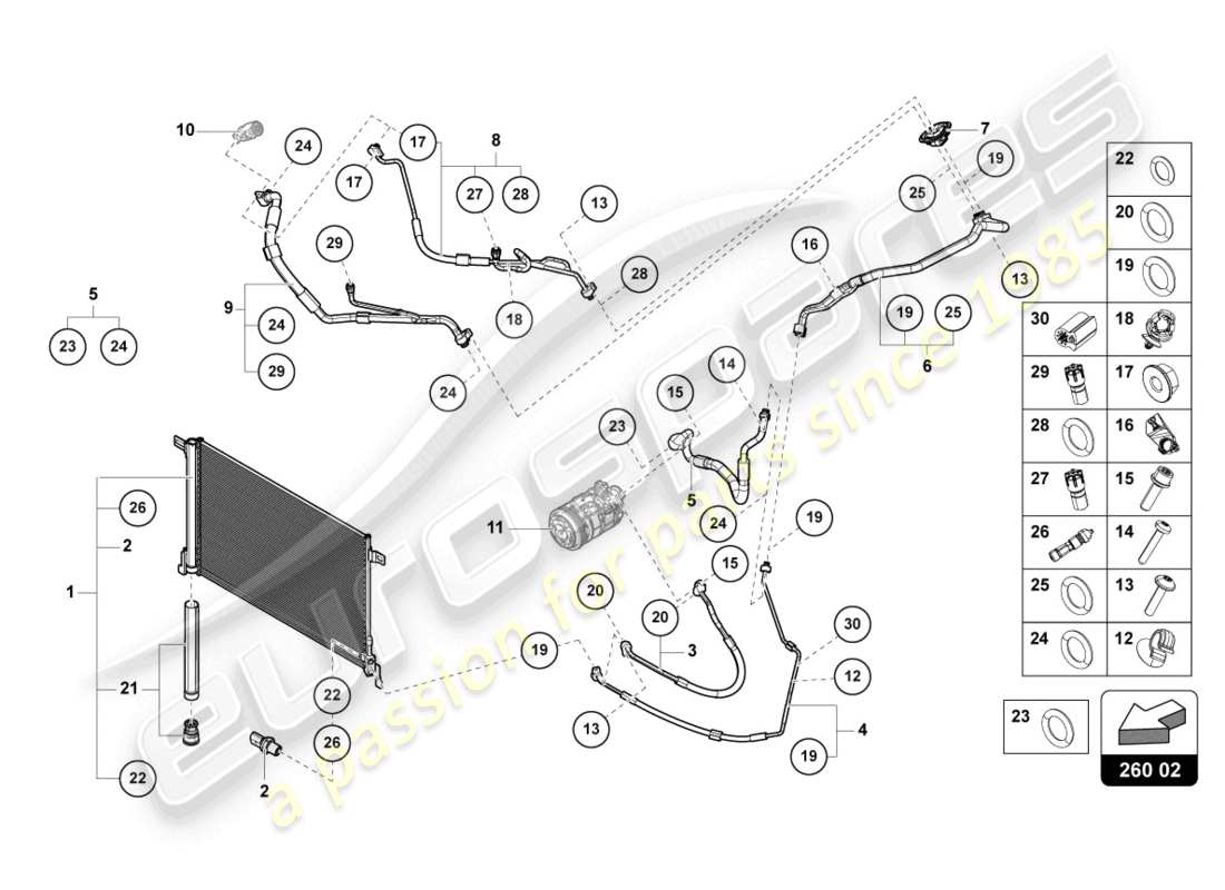 lamborghini urus s (2024) a/c condenser parts diagram