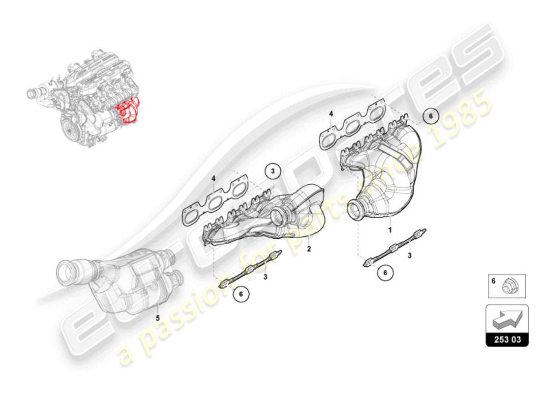 lamborghini revuelto coupe (2024) exhaust system parts diagram