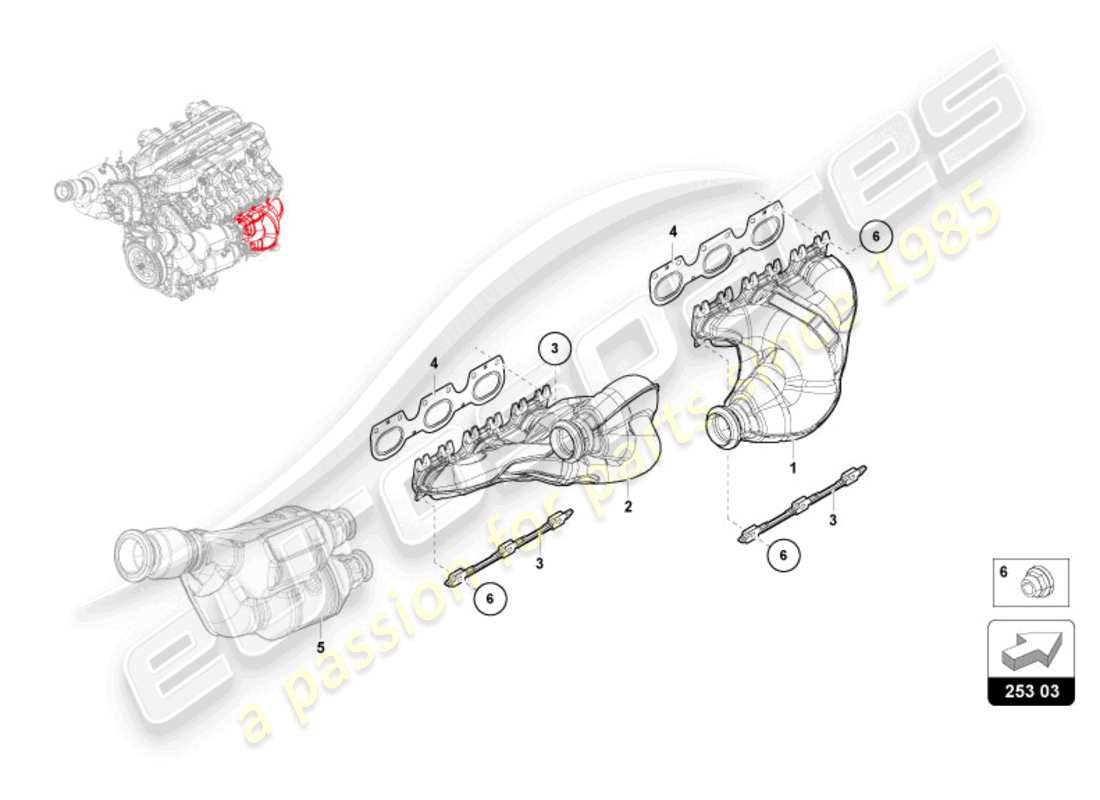 lamborghini revuelto coupe (2024) exhaust system part diagram