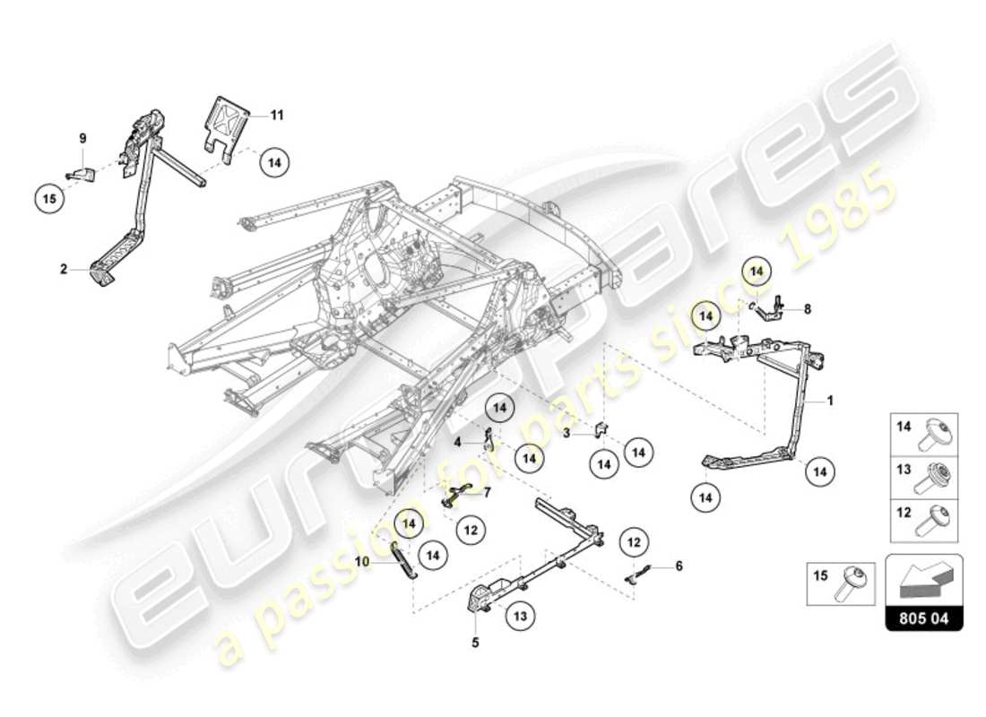 lamborghini revuelto coupe (2024) frame rear parts diagram