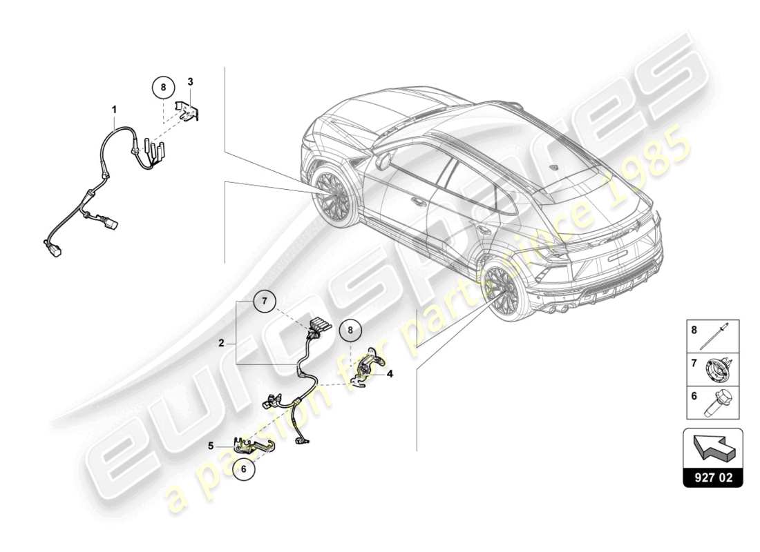 lamborghini urus s (2024) wiring harness for anti-lock brakesystem -abs- parts diagram
