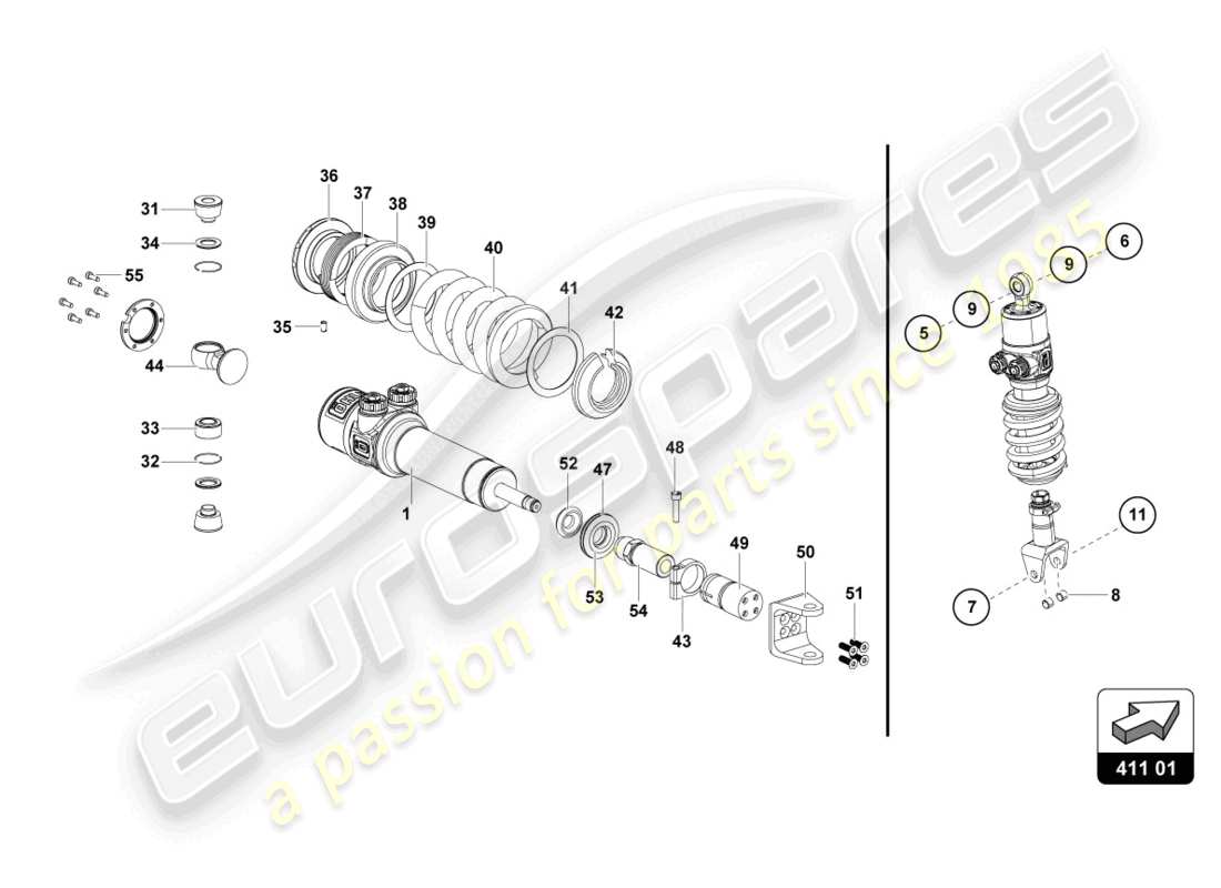 lamborghini 2022 (super trofeo evo 2) front suspension part diagram