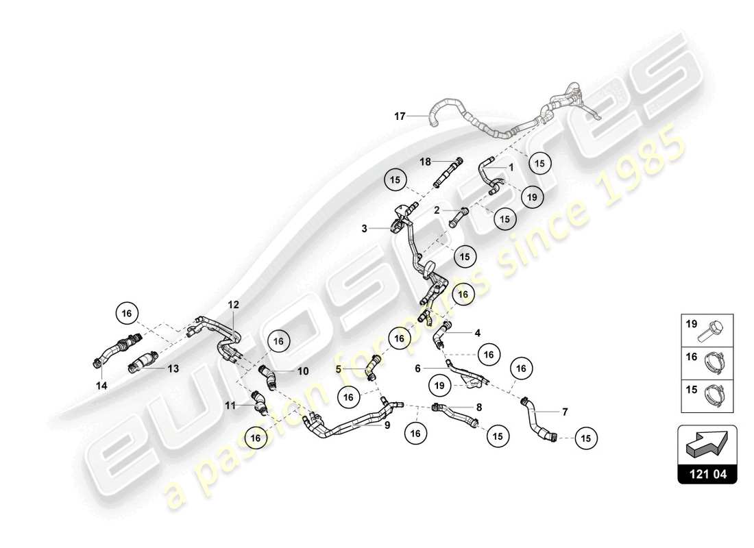 lamborghini 2023 (sto) coolant hoses and pipes part diagram
