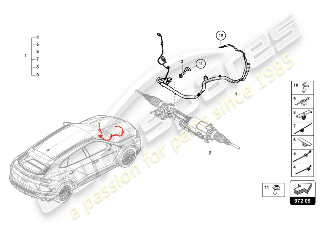 lamborghini urus performante (2024) wiring set for active steering front parts diagram