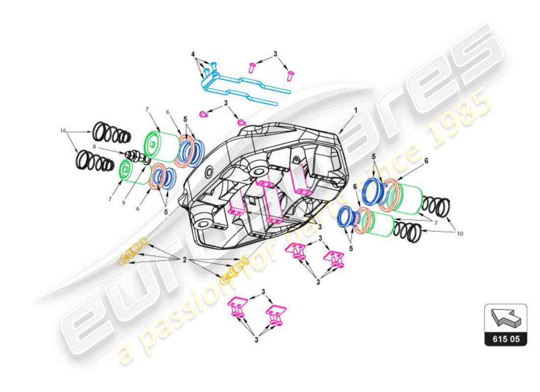 a part diagram from the lamborghini super trofeo evo 2 (2022) parts catalogue