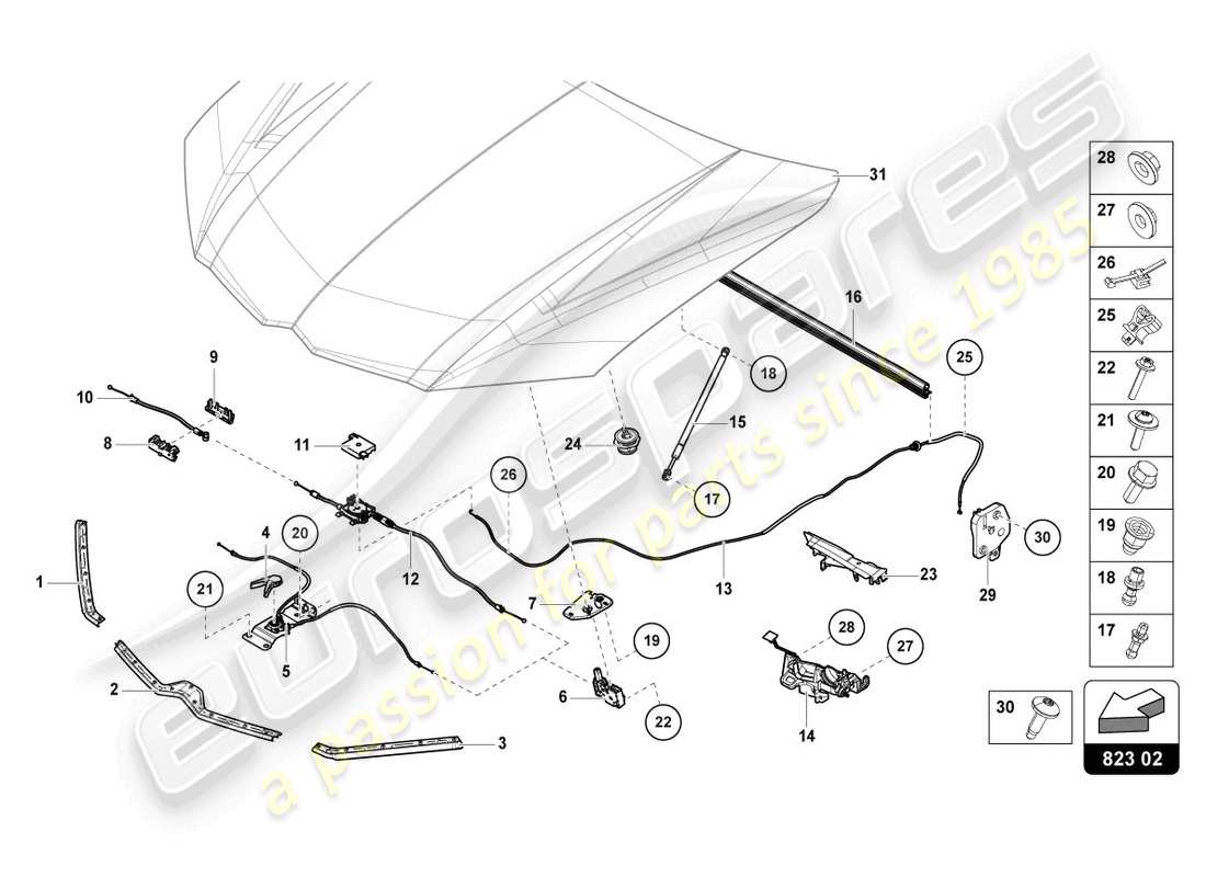 lamborghini urus performante (2023) gasket for engine cover parts diagram