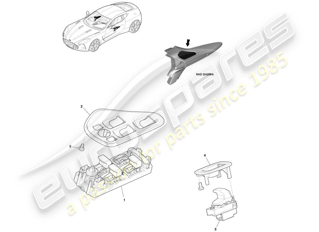aston martin one-77 (2011) window/mirror lock controller parts diagram