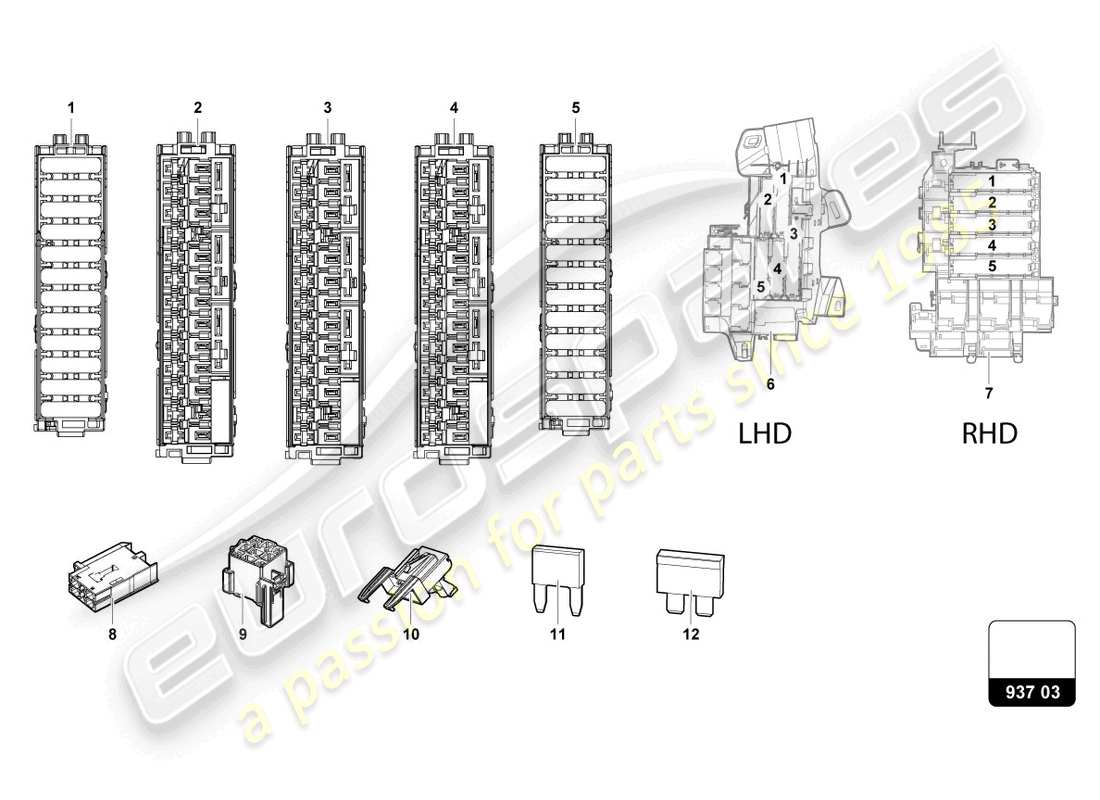 lamborghini urus performante (2023) fuses driver side parts diagram