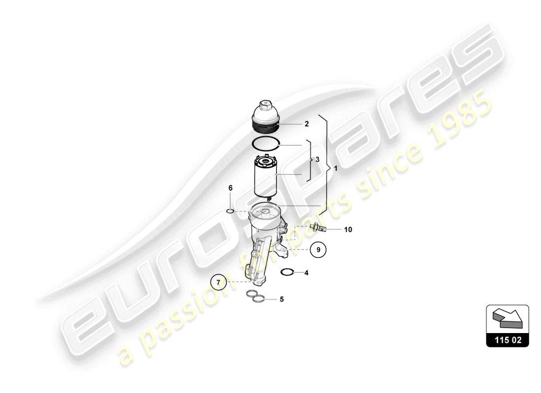 lamborghini super trofeo (2015) oil filter part diagram