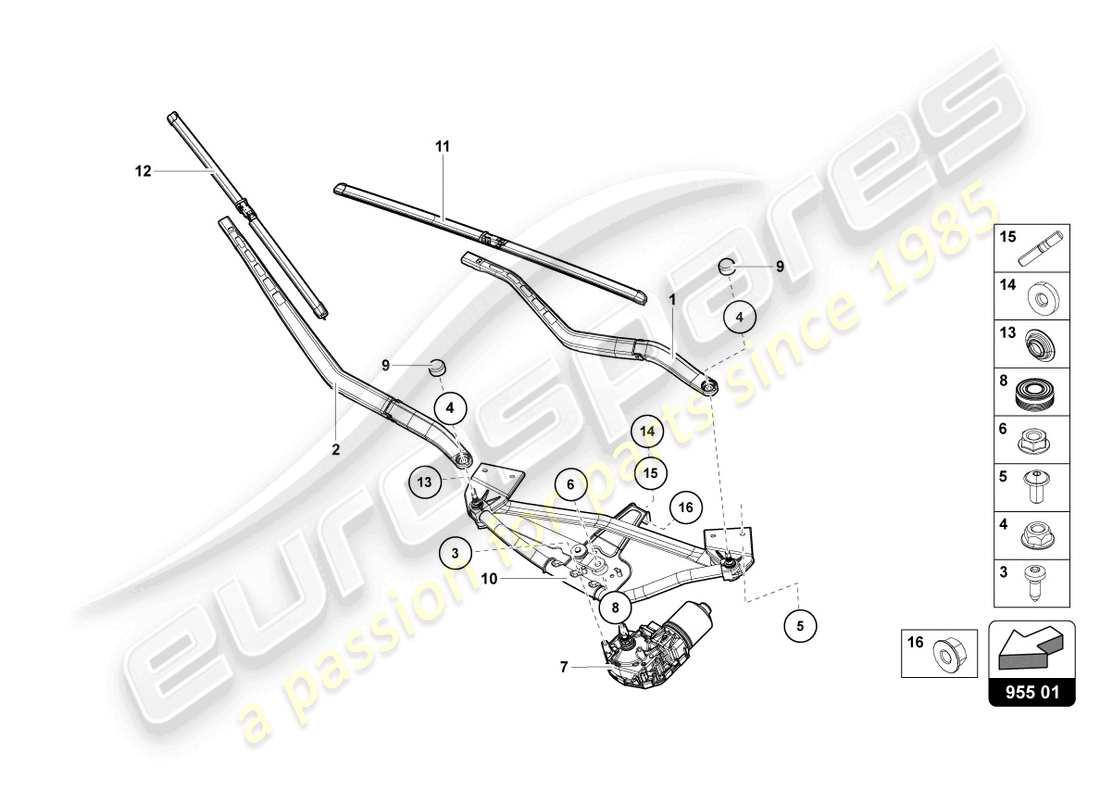 lamborghini ultimae roadster (2022) windshield wiper parts diagram