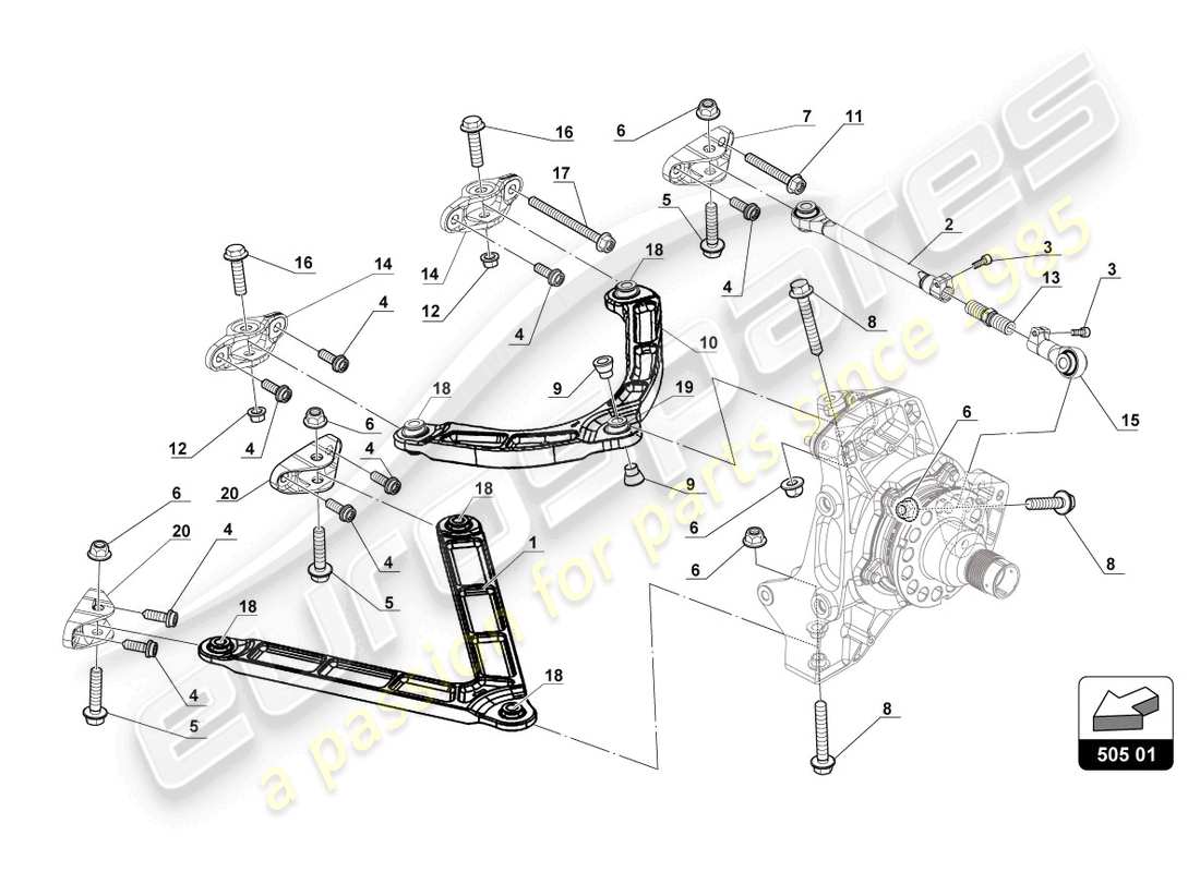 lamborghini 2018 (gt3 evo) rear suspension arms part diagram