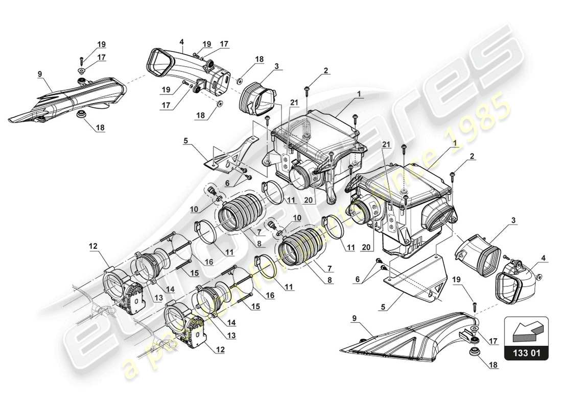 lamborghini 2018 (gt3 evo) air intake system part diagram