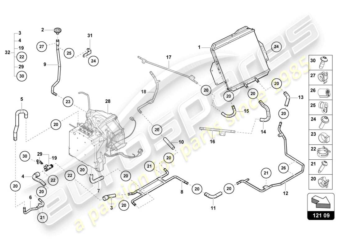 lamborghini sian roadster (2021) cooling system parts diagram