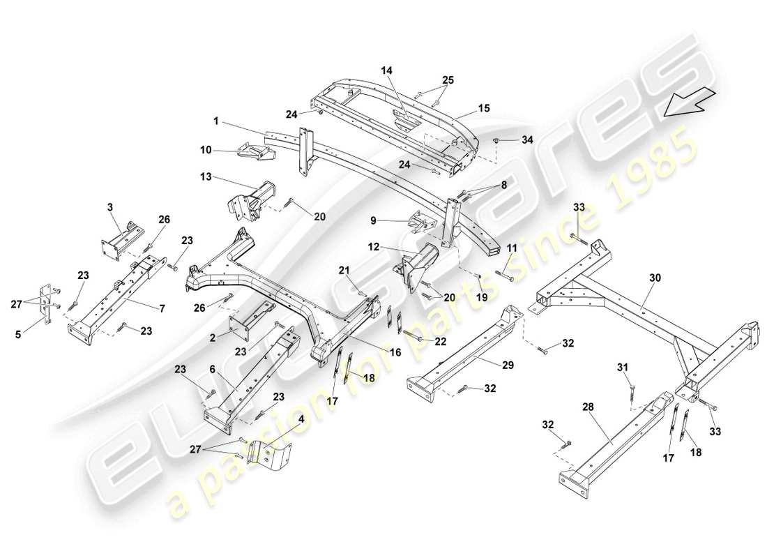 lamborghini lp560-4 spyder fl ii (2013) side member rear part rear parts diagram
