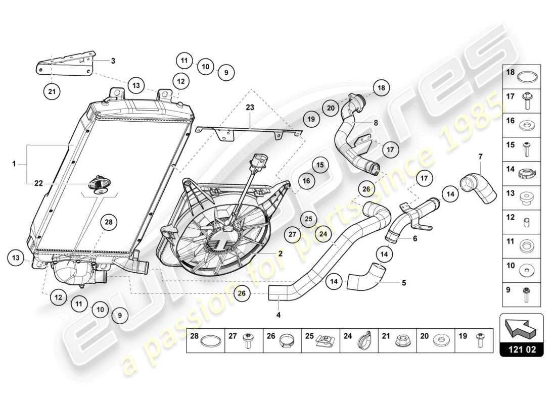 lamborghini sian roadster (2021) cooler for coolant parts diagram
