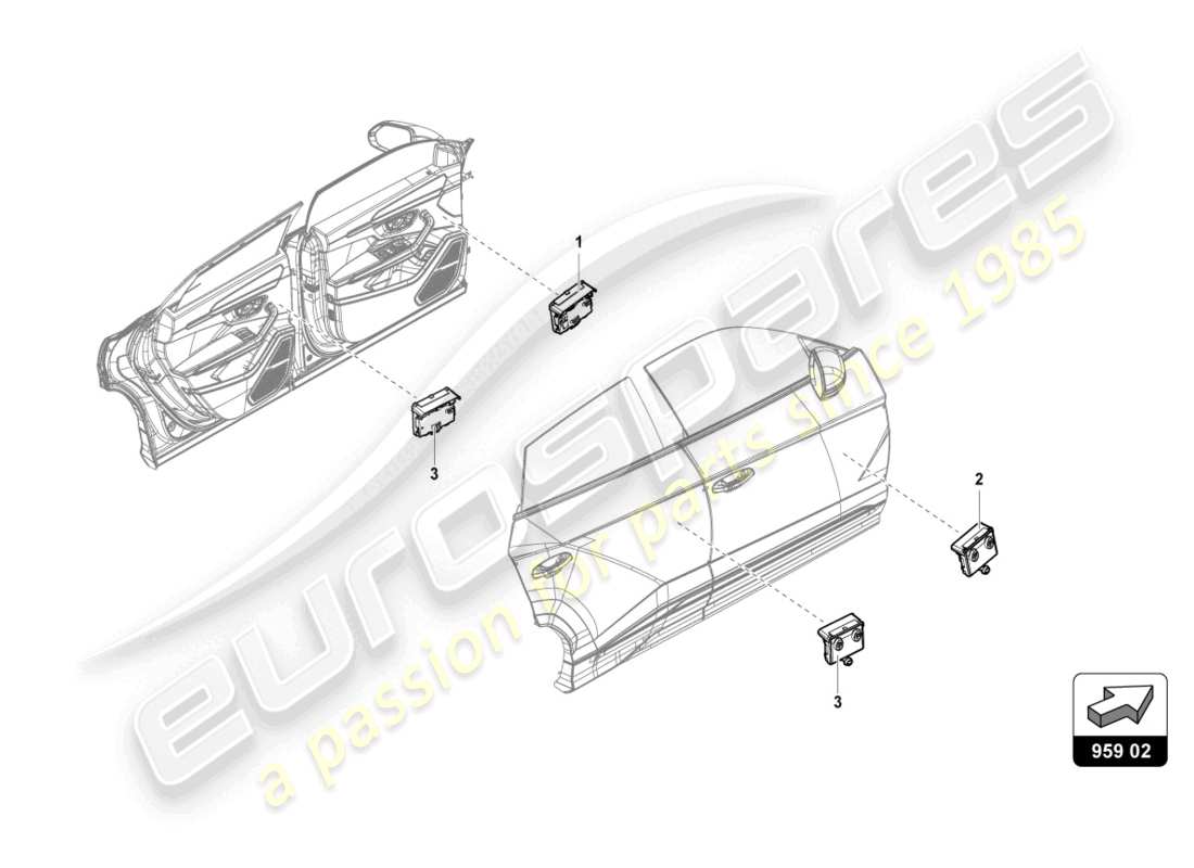 lamborghini urus performante (2023) door control unit parts diagram