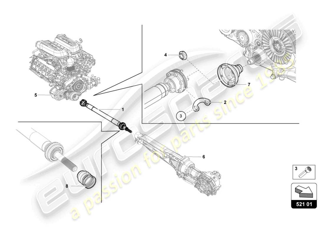 lamborghini sterrato (2023) drive shaft parts diagram