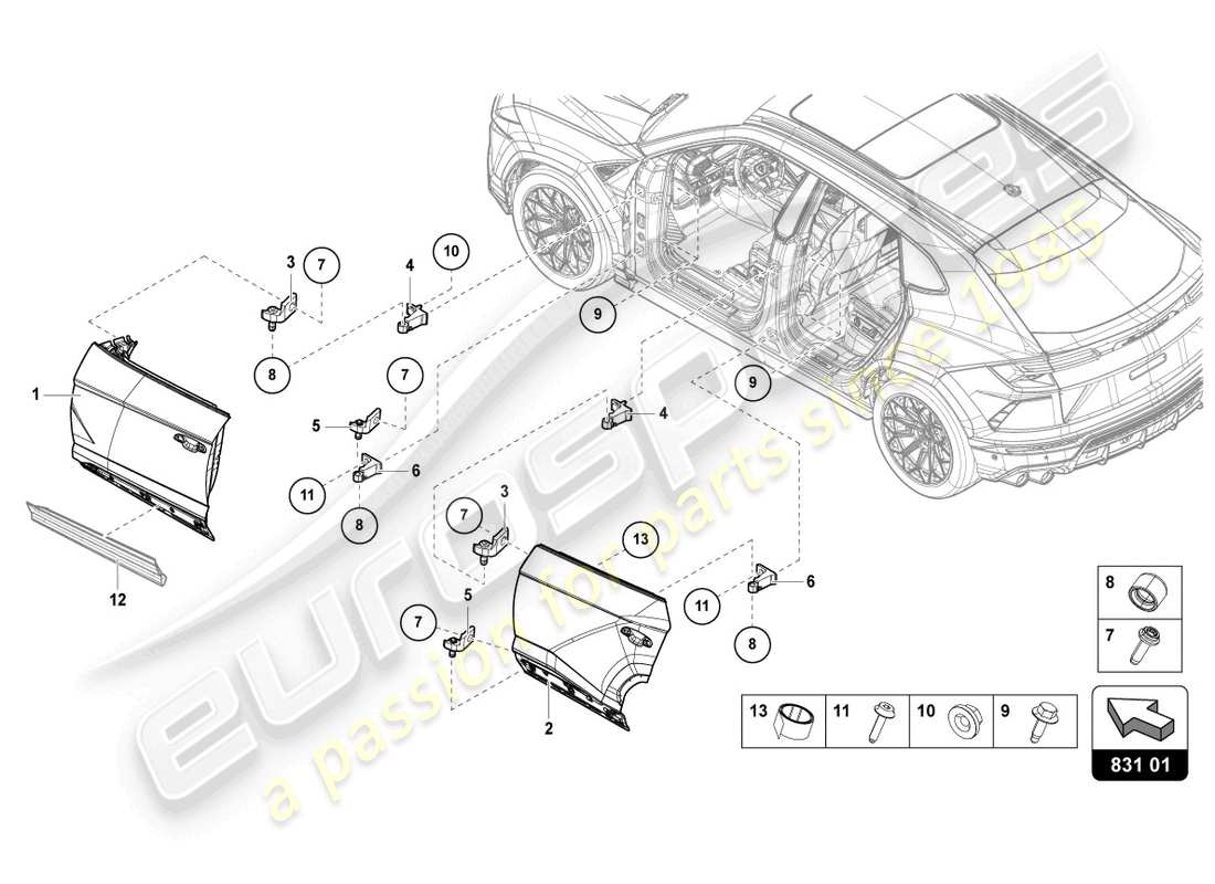 lamborghini urus s (2023) door parts diagram