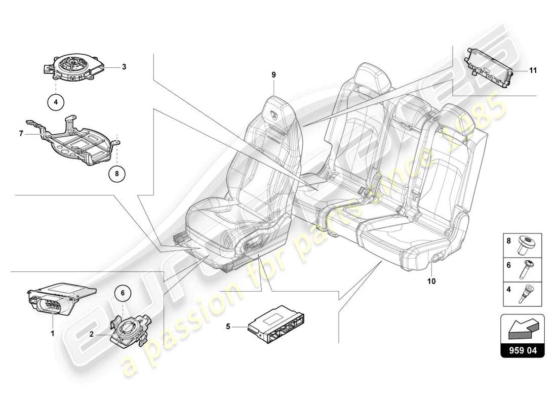 lamborghini urus performante (2023) control unit for seat occupied sensor parts diagram