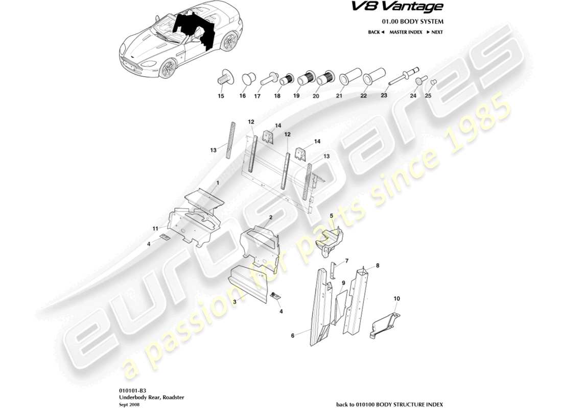 aston martin vantage gt8 (2017) underbody rear, roadster part diagram