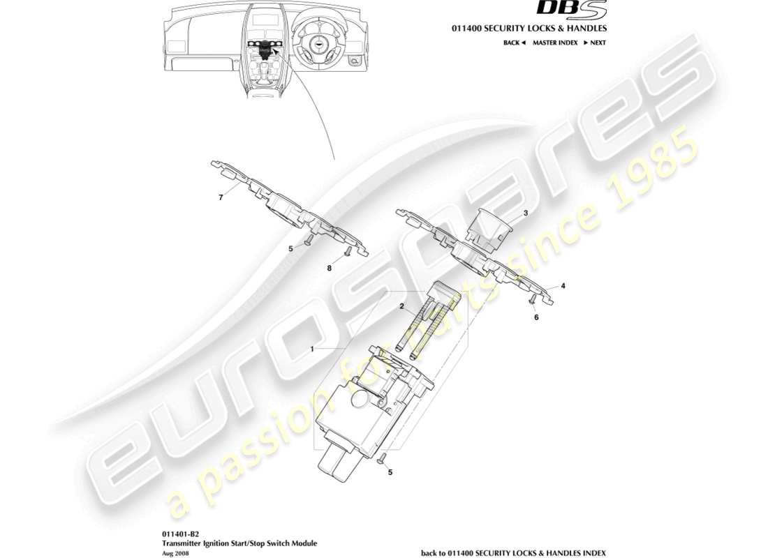 aston martin dbs (2011) start/stop module part diagram