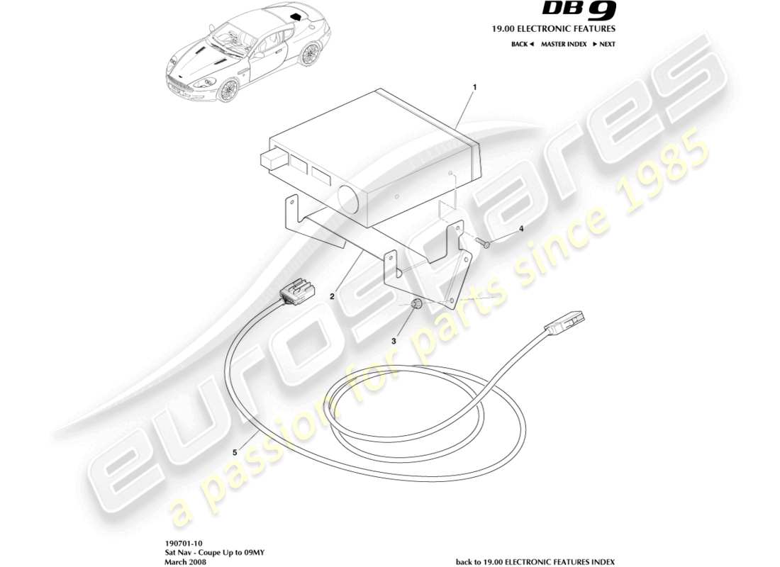 aston martin db9 (2009) sat nav, coupe, to 09my parts diagram