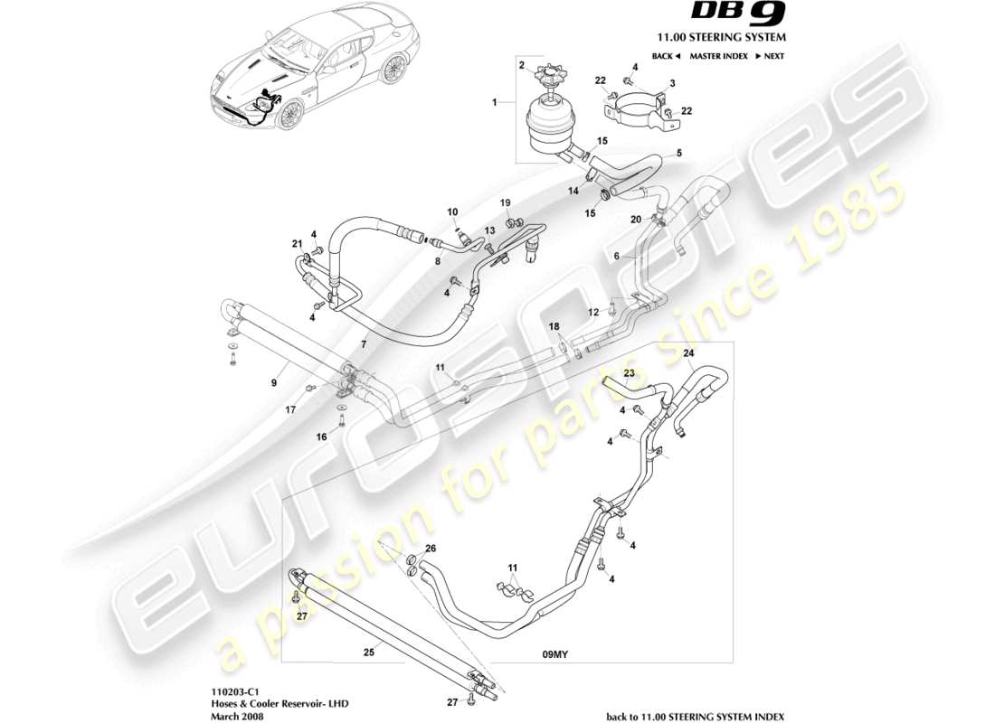 a part diagram from the aston martin db9 (2005) parts catalogue