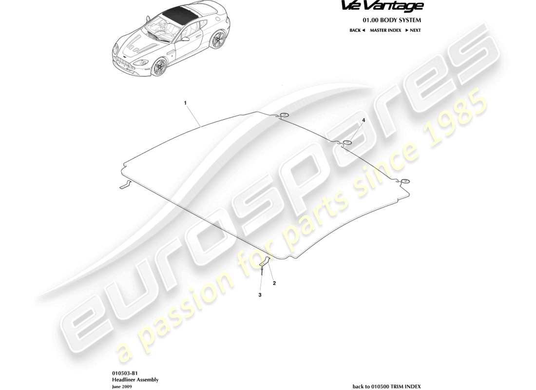 a part diagram from the aston martin v12 vantage (2010) parts catalogue