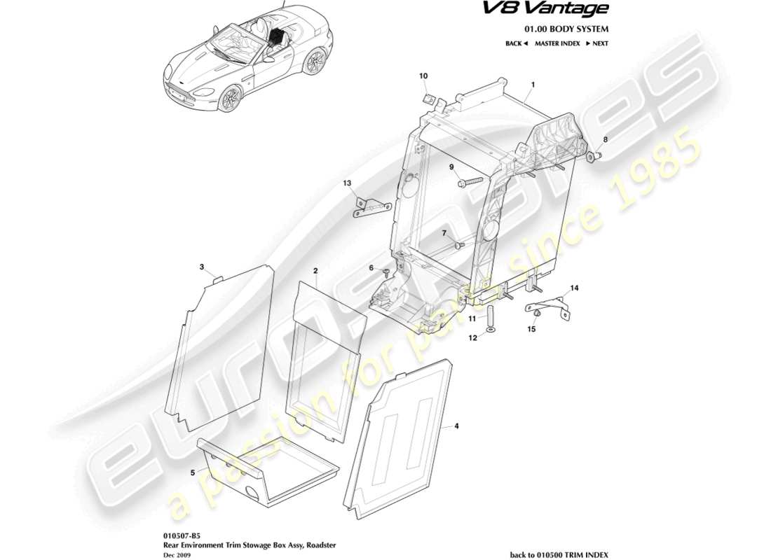 a part diagram from the aston martin v8 vantage parts catalogue