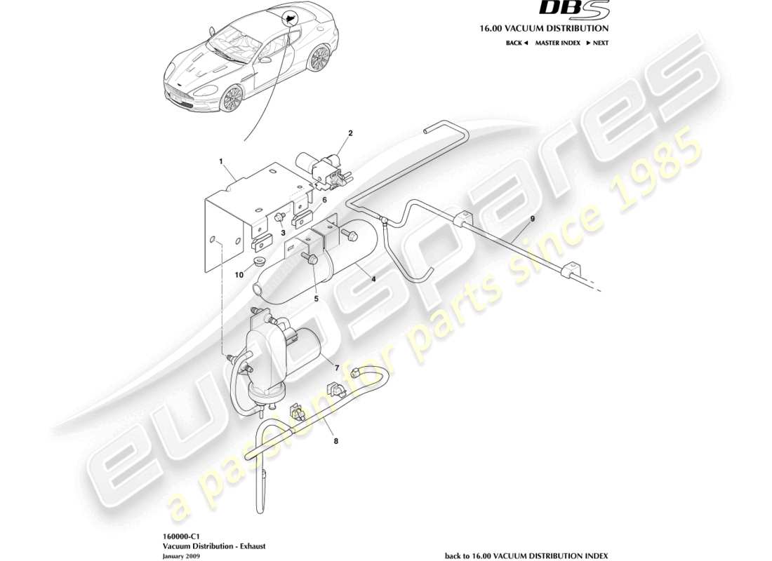 aston martin dbs (2007) vacuum distribution parts diagram