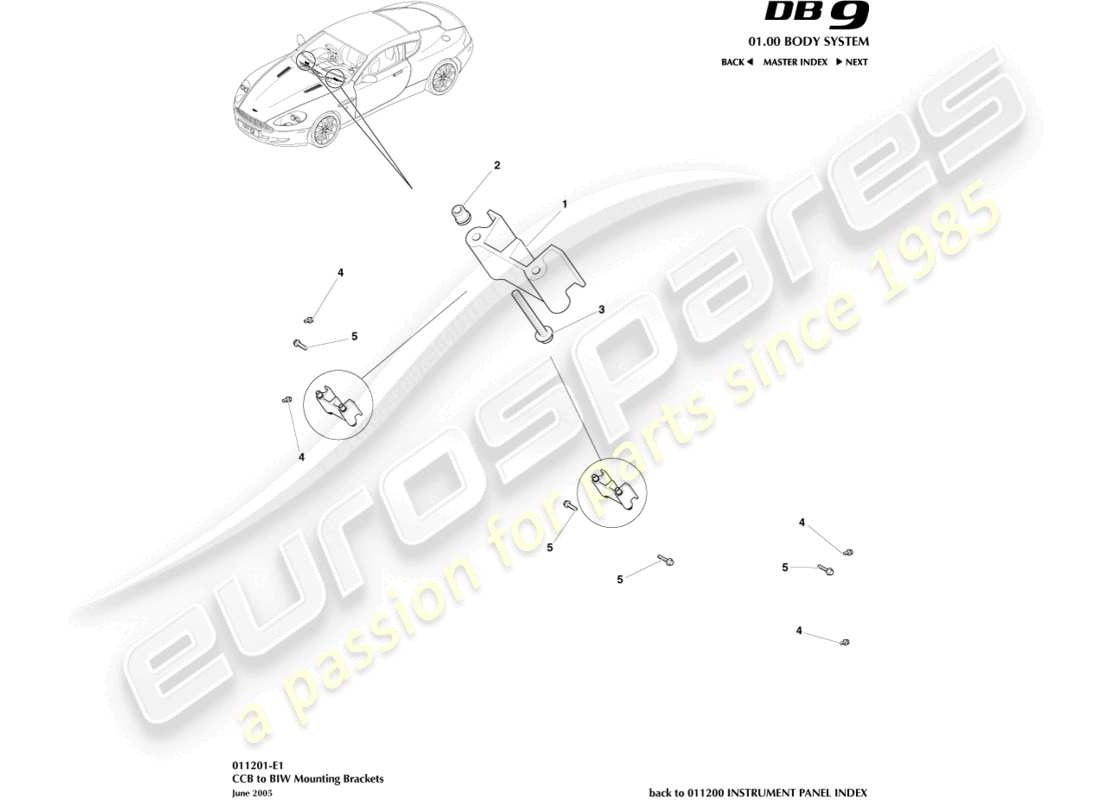 a part diagram from the aston martin db9 (2004) parts catalogue