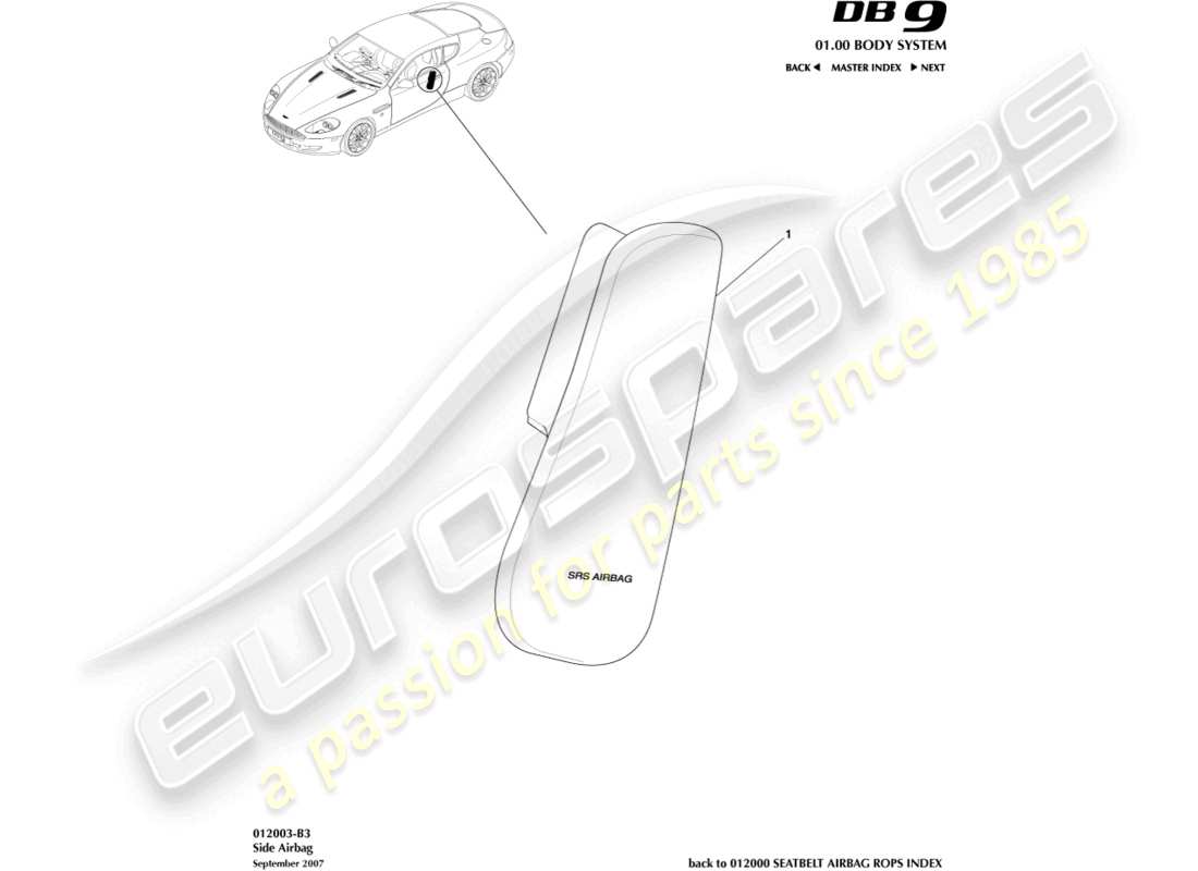 a part diagram from the aston martin db9 (2005) parts catalogue