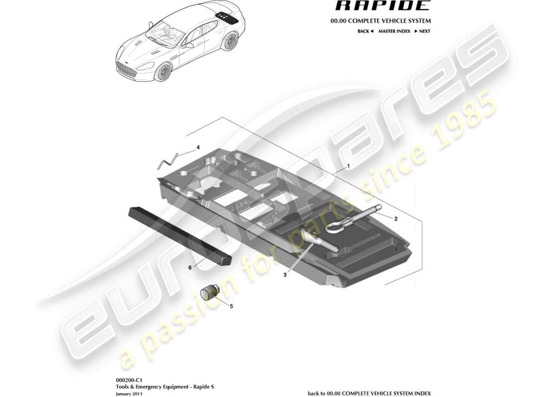 aston martin rapide (2010) tools & emergency equipment, s parts diagram