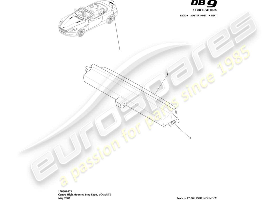 aston martin db9 (2009) high mounted stop light, volante parts diagram