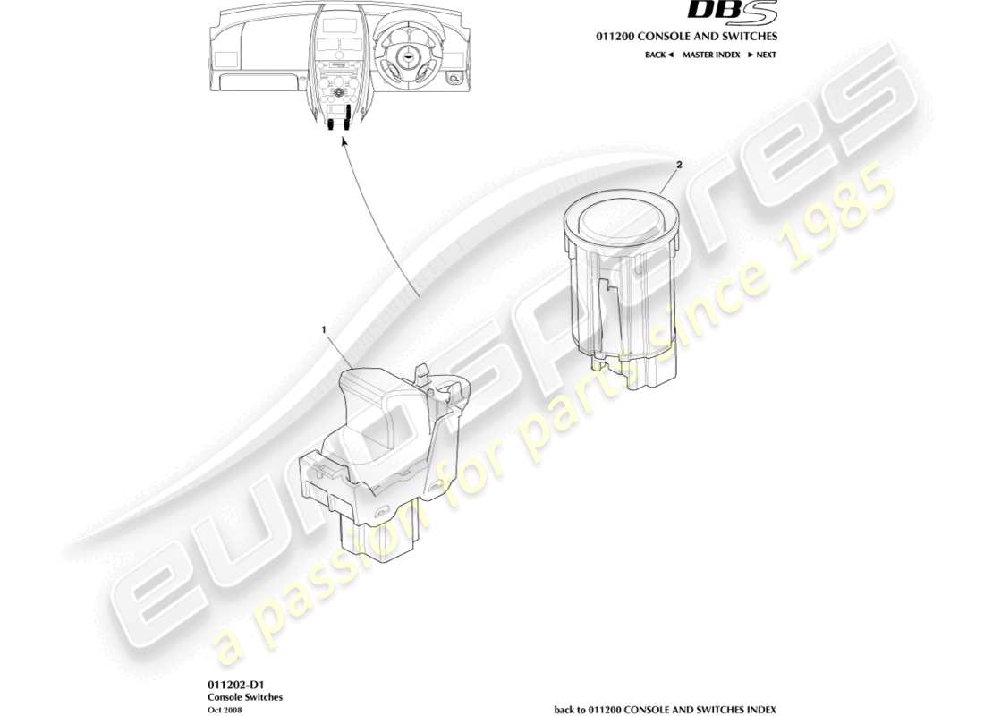 aston martin dbs (2013) console switches part diagram