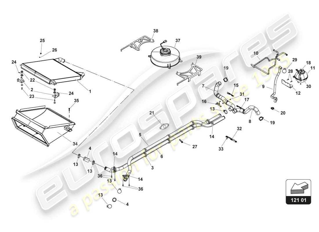 lamborghini 2017 (gt3) water cooling part diagram