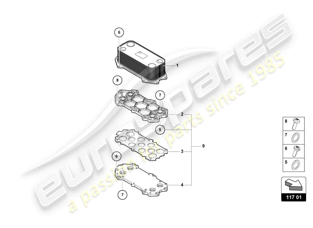 lamborghini 2022 (evo spyder 2wd) gear oil cooler part diagram