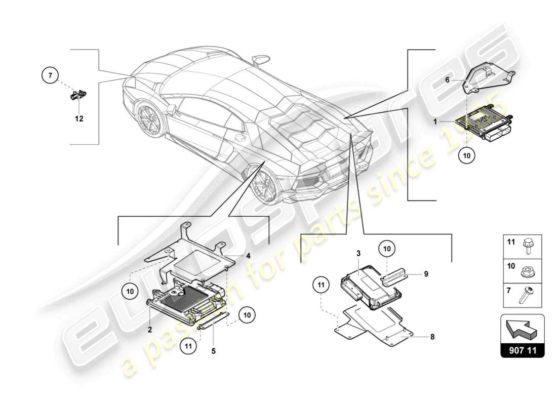 lamborghini lp770-4 svj roadster (2022) engine control unit part diagram